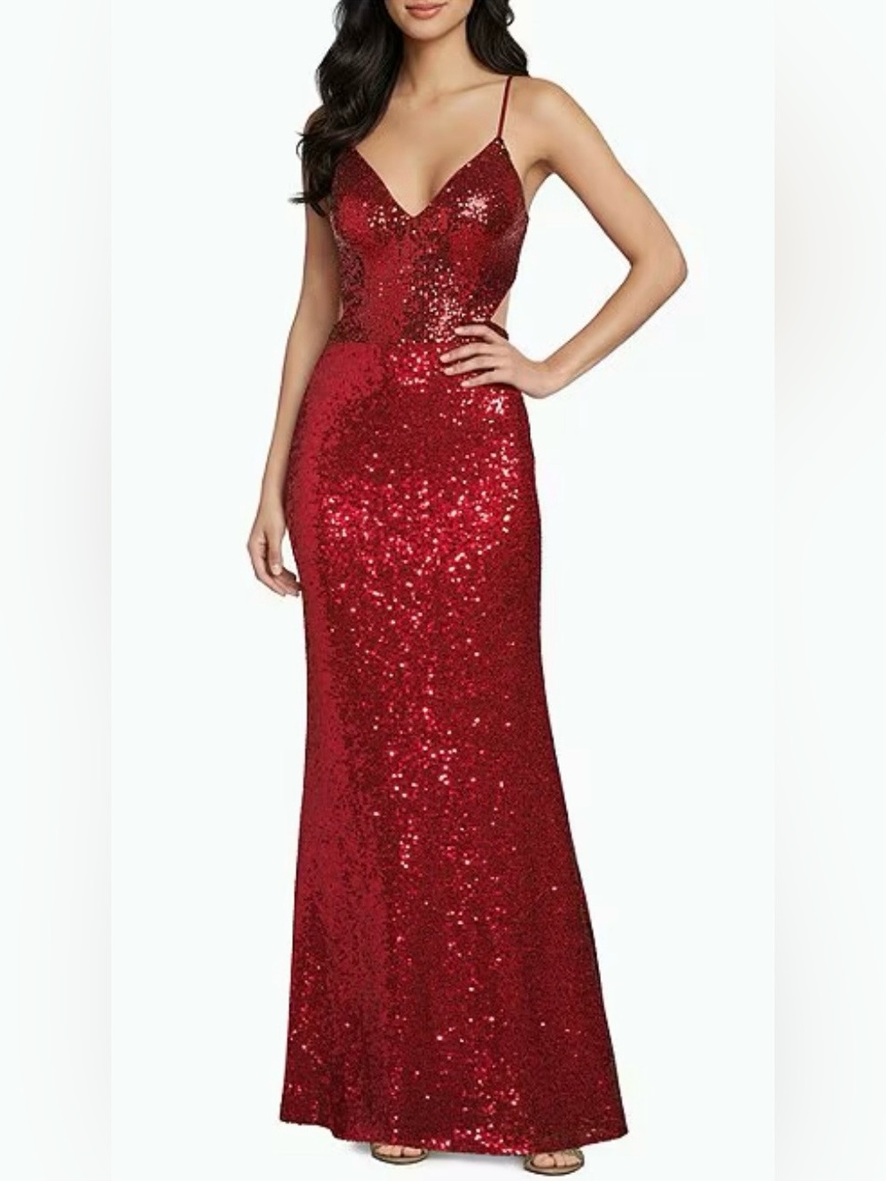 Sz 13 Red Honey and Rosie Sequin floor length gown - Picture 6 of 6